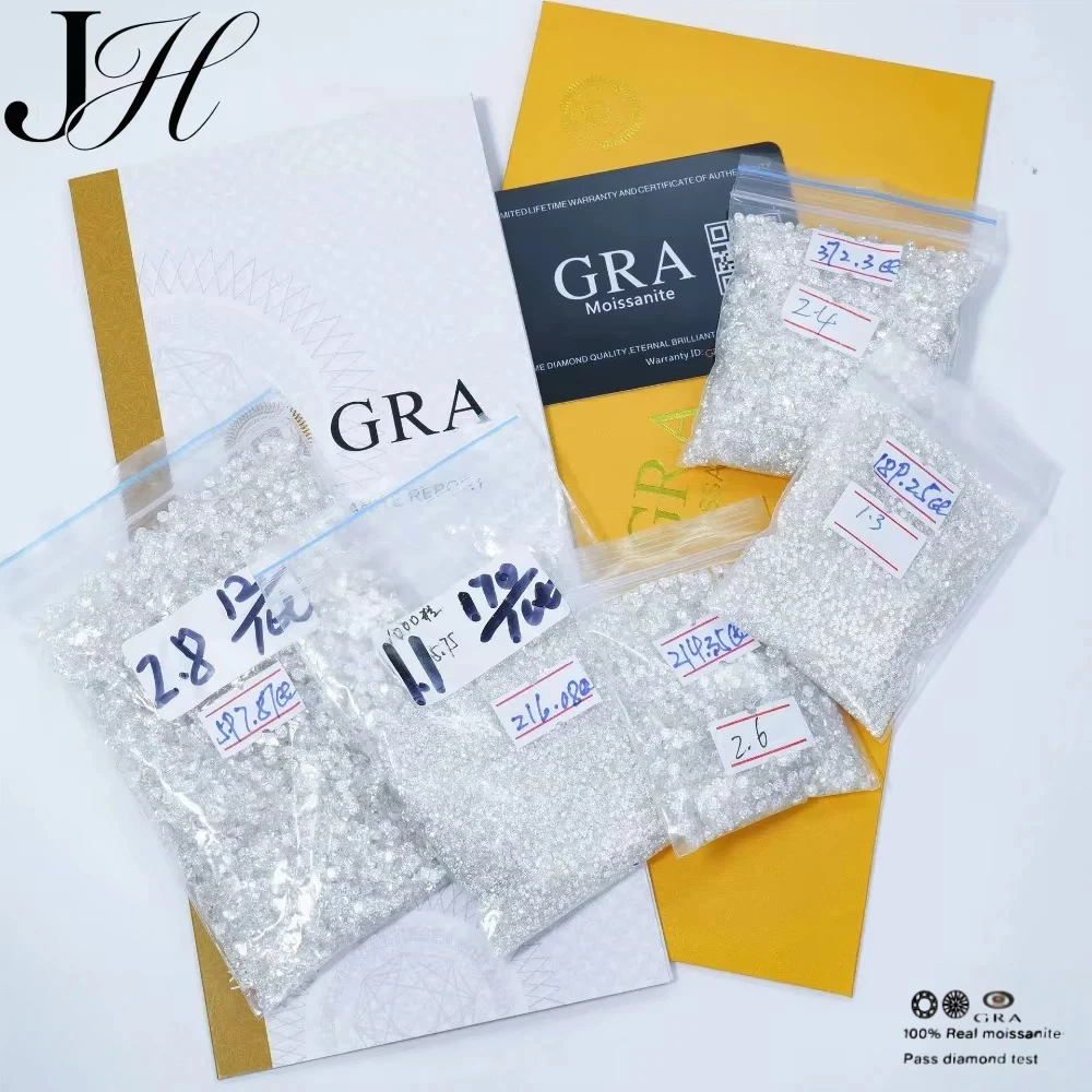 JOIAS HOME New EU Quality 1CT Small Size Moissanite Loose Stone Hand Cutting D Color 0.7mm-14mm Certified Moissanite Diamond
