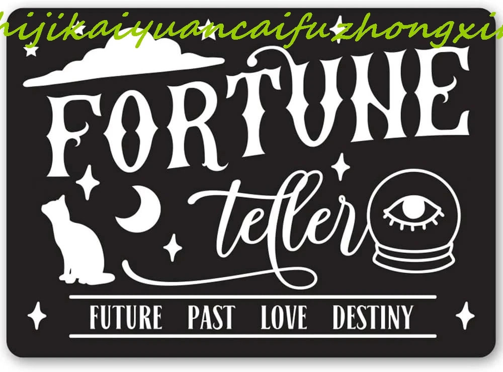 Teller Of Fortune Sign, Gift, Tells All, Room, Halloween Spooky Home Decor, All Sign Retro Advert Antique Metal Signs For Garage