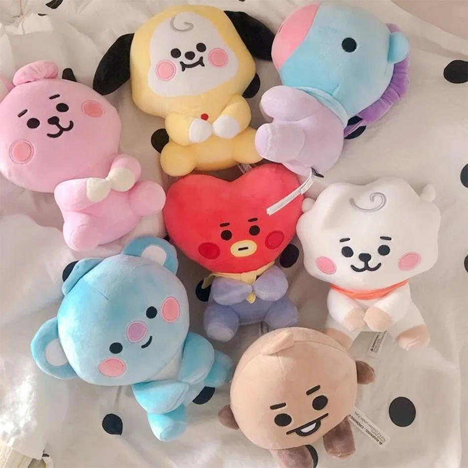 BT21 Plush Dolls Tata Koay Shooky Mang Cooky Plush Keychain Bag Pendant Ornament Bag Accessories Soft Stuffed Toys Gift for Kids