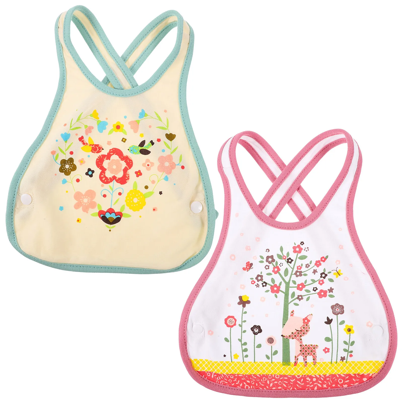 

Нагрудник для кормления малышей, 2 шт., водонепроницаемый, хлопковый, с мультяшным рисунком, с перекрестными лямками, грязеотталкивающий, для детского сада