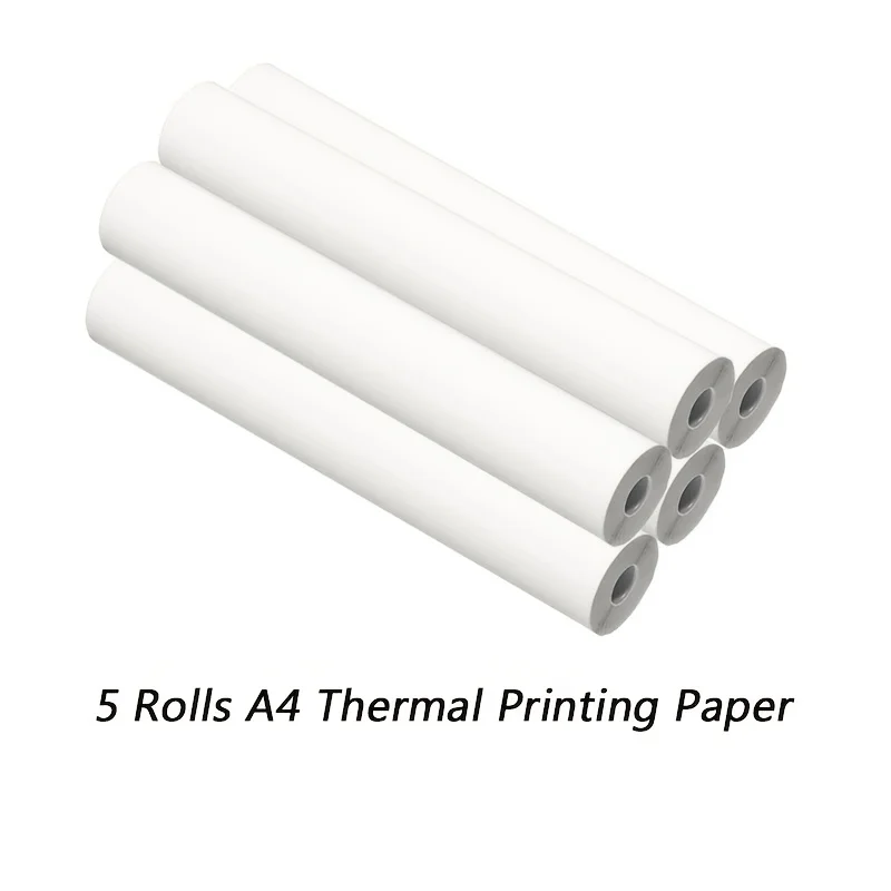 2/5 Rolls A4 Thermal Paper Roll 210x30mm Quick Dry Continuous Printing Compatible for Portable Printer Business Outdoor
