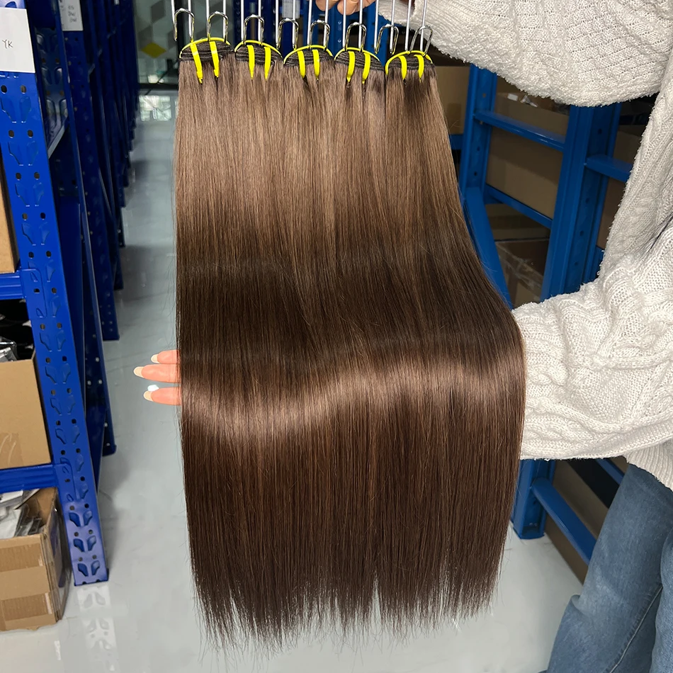 Straight #2 Color Human Hair Bundles Double Weft Vietnamese Virgin Hair Extensions Weave 16-30 Inches 100 Grams For Black Women view 5