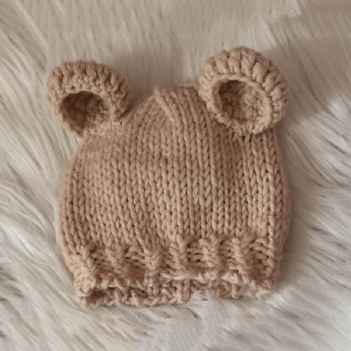 

Photography Hat Knitted Beige Bear Props Photo Set Cap For 0 3 Months Infants Baby Photo Props Baby Knitted Hat