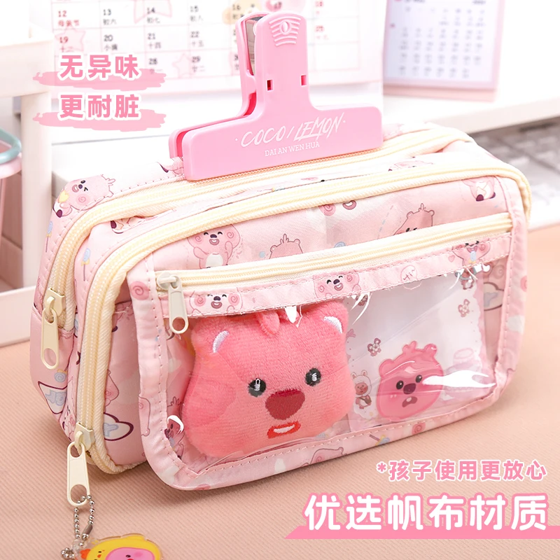 Anime Loopy Pencil Bag Beaver Large Capacity Cartoon Cute Student Multifunctional High-Looking Pencil Case Storage Bag kid Gift