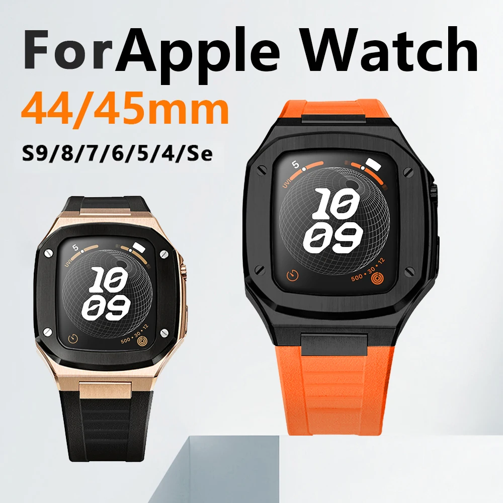 Soul Cool Mod Kit For Apple Watch Case 40 41 44 45MM Silicone strap Accessories Smart IWatch S9 8 4/5/6/7/SE Multiple colors