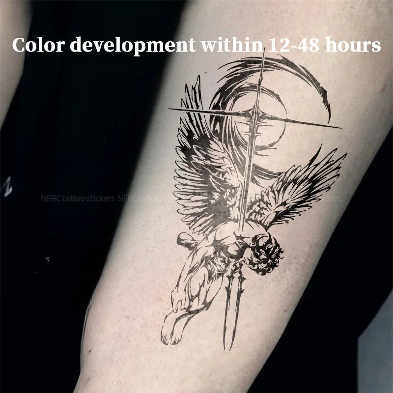 Dark Fallen Angel Herbal Juice Tattoo Sticker Fake Temporary Tattoos Cheap Goods Tatoo Sexy Adult Girl Tool Stickers Fancy Toys