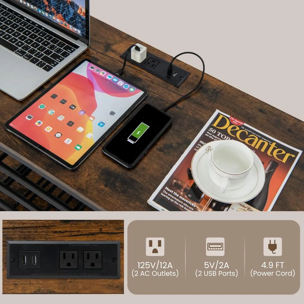 خزانة النبيذ والمشروبات الخمور من 3 طبقات مع منافذ كهربائية ورفوف الزجاجات وحاملات زجاجية #4