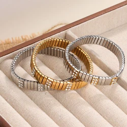 Loe| Women Fashion Stretch Bracelet. Stainless Steel. Heart Pendant. Gold Plated Charms. New