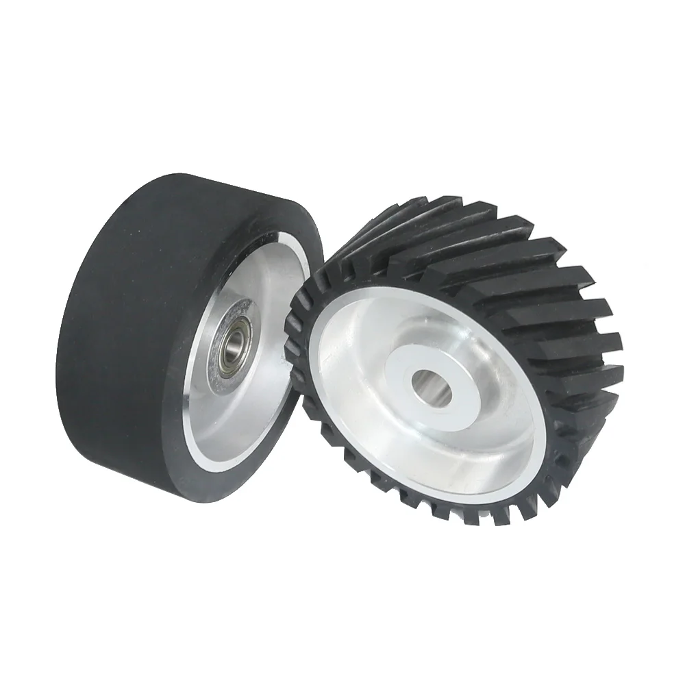 200*75mm Serrated Rubber Contact Wheel Dynamically Balanced Belt Sander