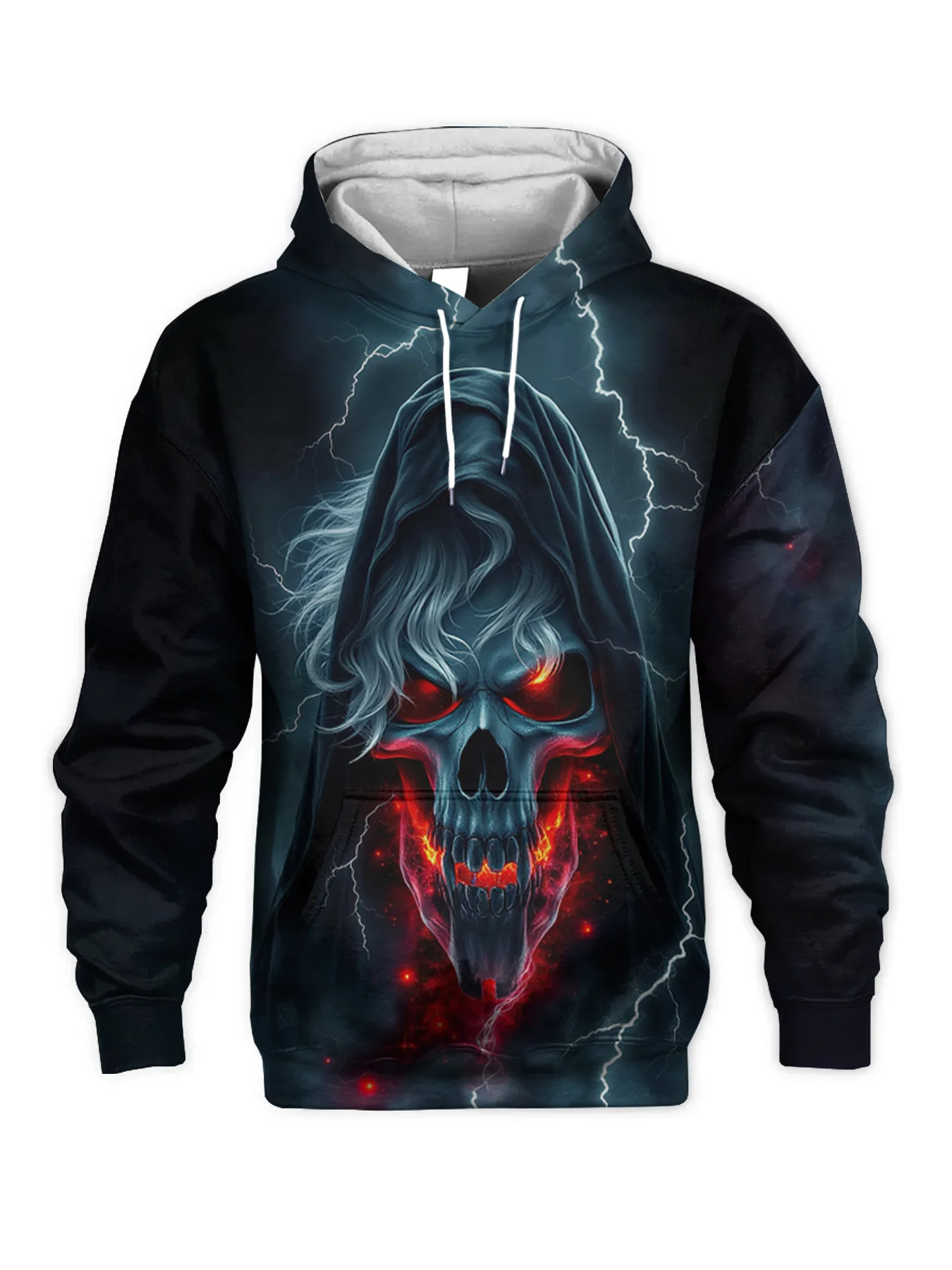 

Vintage Skull Print Men's Sweatshirt Casual Long Sleeve Hooded Pullover Oversized Streetwear Autumn Fashion Top