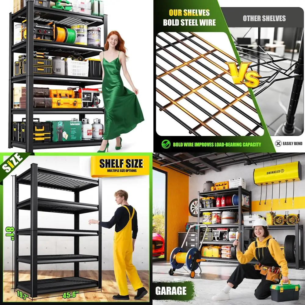 

Adjustable 5-Tier Heavy Duty Metal Garage Storage Shelves - 3000LBS Capacity Industrial Rack for Optimal Space Organization