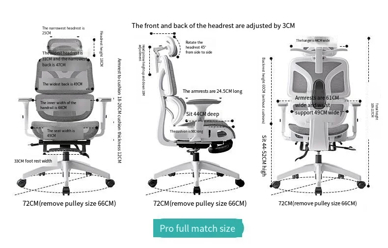 3D Lumbar Support Swivel Desk Adjustable Seat Christmas Office Ergonomic Chair Mesh Liftable E-sports Aluminium Foot Gaming