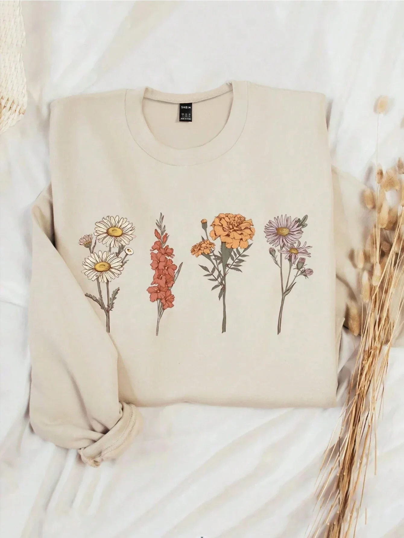 Botanical Print Women\'s Sweatshirts Graphic Oversized Hoodies For Women Clothing Long Sleeve Casual Blouse Fashion 2024 New In