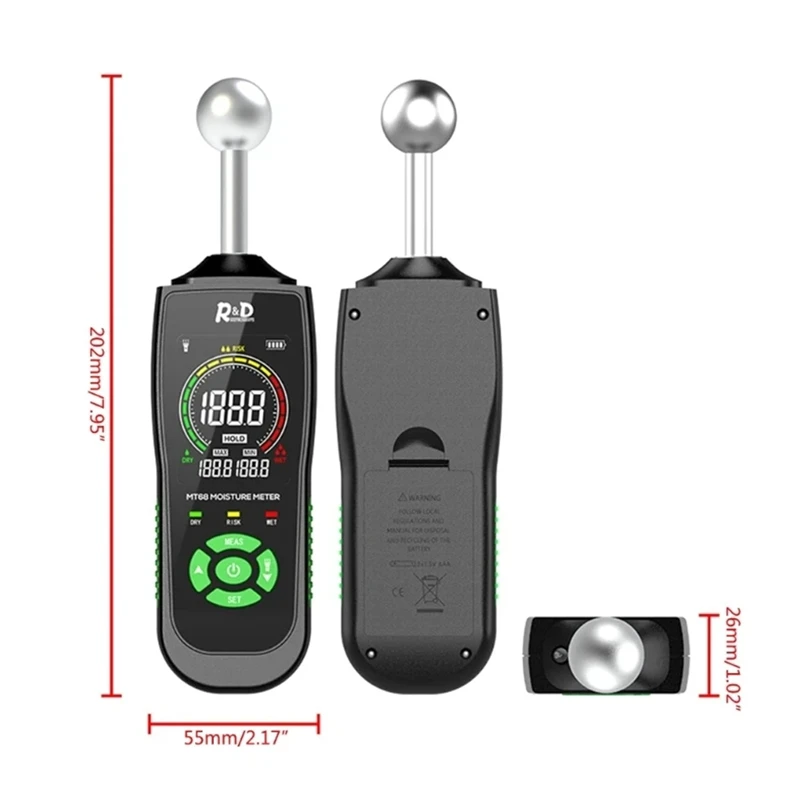 Цифровой измеритель влажности древесины, устройство для чтения влажности древесины с ЖК-экраном, гигрометр, тестер влажности с сигнализацией