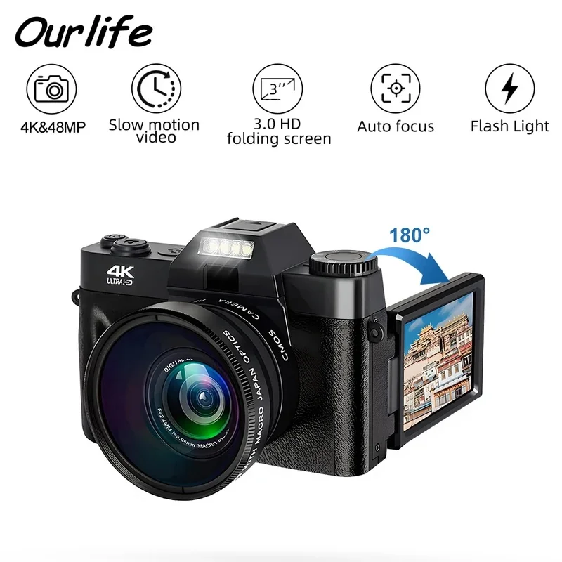 Vintage Style 16X Digital Zoom 4K WiFi Retro Digital Camera Compact with 3.0'' Flip Screen for Vlogging YouTube Photography