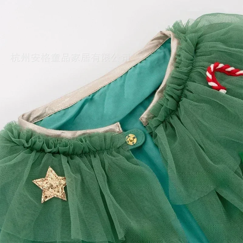 Xmas Cosplay Christmas Tree Cape School Stage Performance Green Children Role Play Cloak New Year Cloak Girls Winter Clothes