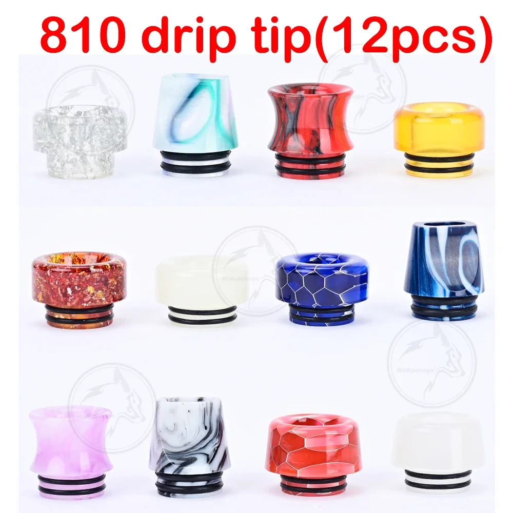 

12pcs wolfcoolvape Drip Tips 810 drip tip vape mouthpiece random color resin material for Vapes Tanks rda rta rda