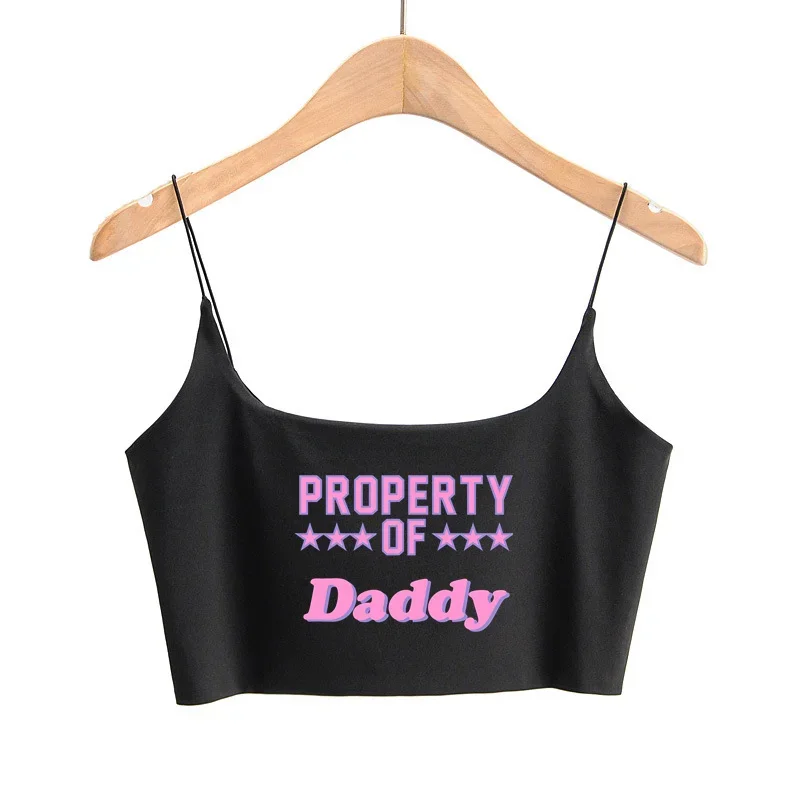 PROPERTY OF Daddy Square Neck Camis for Women Fitted Seamless Cropped Tank Cute Crop Tops Double Lined Can Be Wear Without Bra