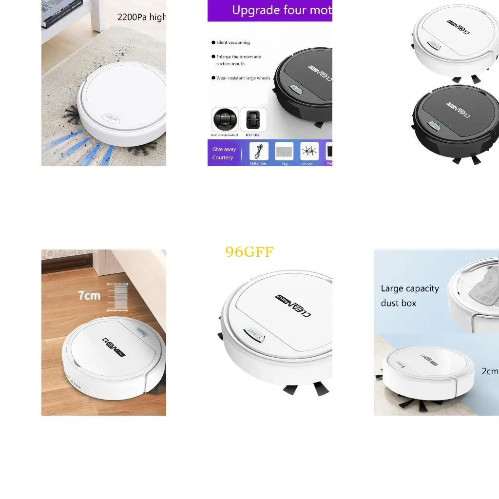 

96GF Wireless Auto Robotic Vacuums Sweeping Vaccuming Mopping Wet/Dry Use Low Noise