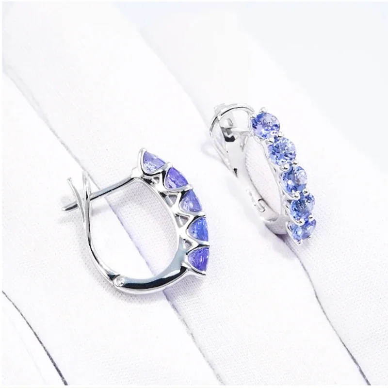 925 Sterling Silver Clip Earrings Tanzanite Earring 2.5mm Round Clip Earring Elegant Woman's Jewelry