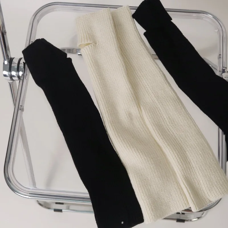 Women’Creamy Gentle Wind Gray Leg Warmers Women Hollowed Out Foot Heel Warm Knitted Knee High Socks Leggings Gaiters