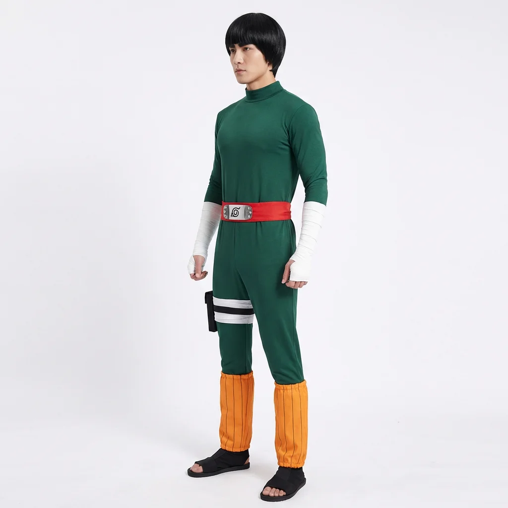 Anime Ninja Rock Lee Cosplay Costume Wig Women Man Combat Uniform Hero Jumpsuit Yakumo Night Kai Kai Huang Suit Halloween Party view 6