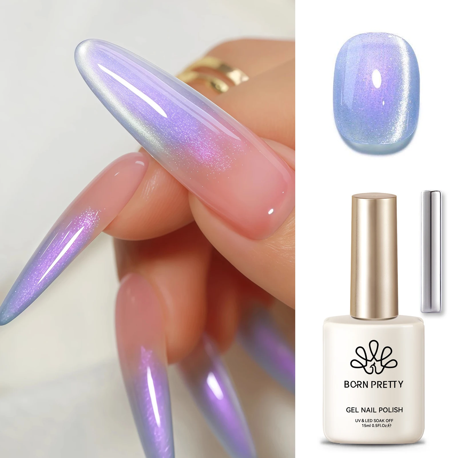 

BORN PRETTY 15ml Aurora Fairy Purple Cat Magnetic Gel Nail Polish Tuberose Pearl Gliter With Magnet Varnish Soak Off Nail Salon