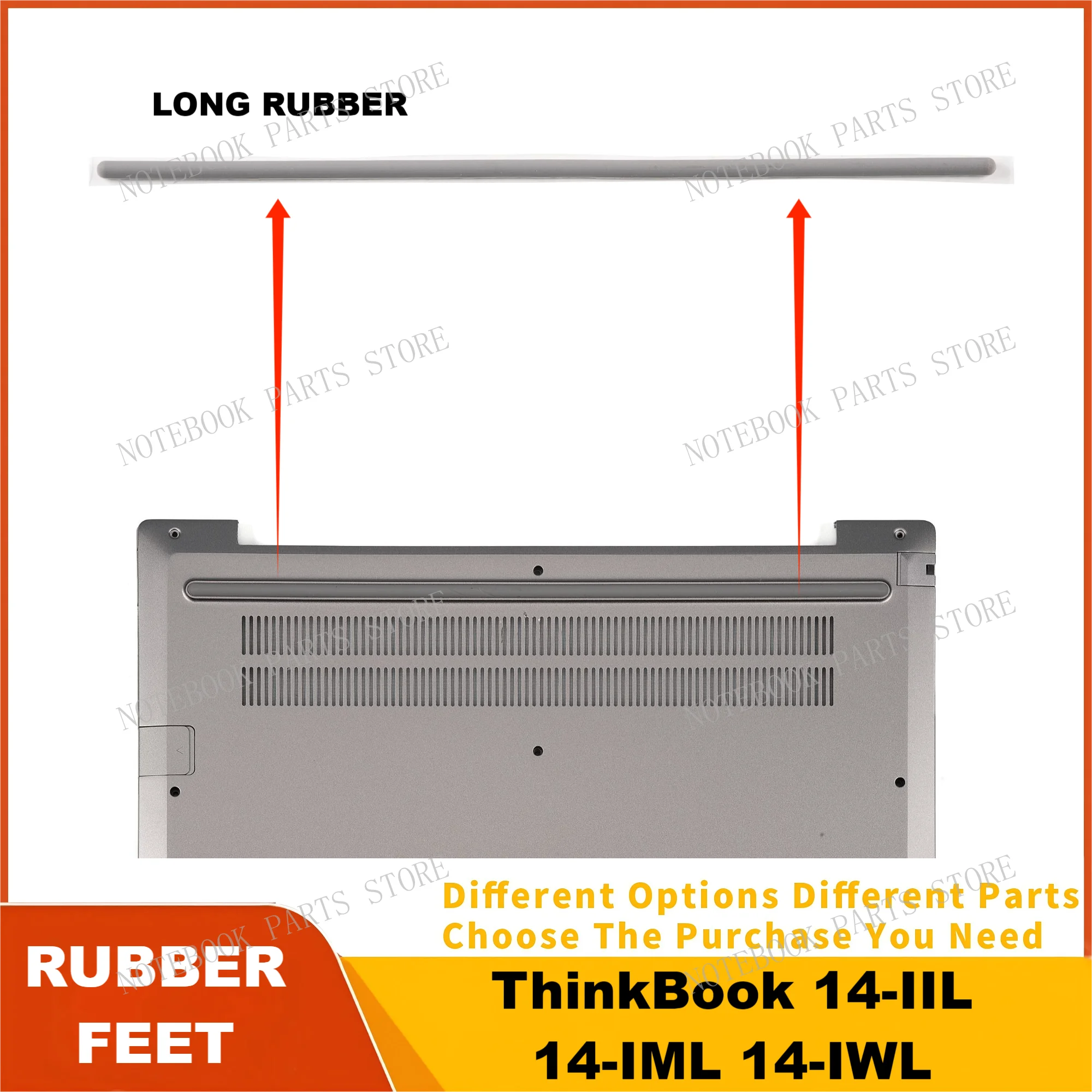 

Rubber Feet For Lenovo ThinkBook 14 14-IIL 14-IML 14-IWL 14IIL Plastic Laptop Long Rubber repair Gray 280mm*6mm