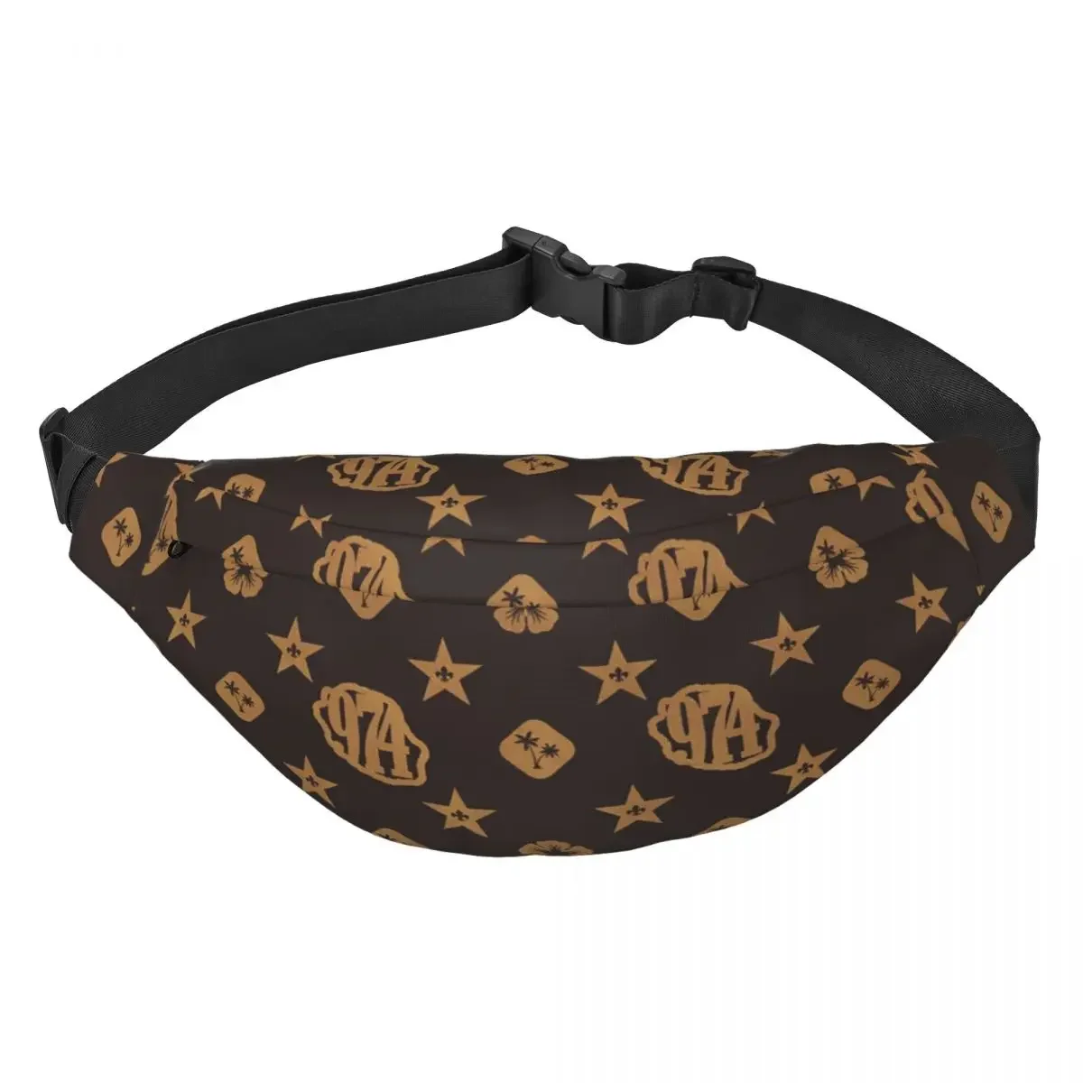 Reunia Island 974 Luxury Fanny Pack Women Men Fashion Fleur De Lys Sling Crossbody Waist Bag for Running Phone Money Pouch