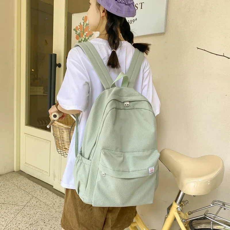 Mochila de nylon impermeável para mulheres, mochila de viagem estilo universitário, mochilas escolares para meninos e meninas adolescentes, monocromática, alta qualidade, nova