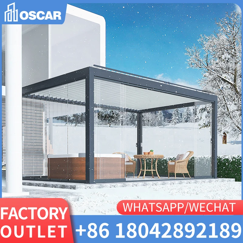 

CLEARVIEW Louver Aluminium Outdoor Bioclimatic Motorized Remote Control Electric Pergola Roof with Roll Screen Blind