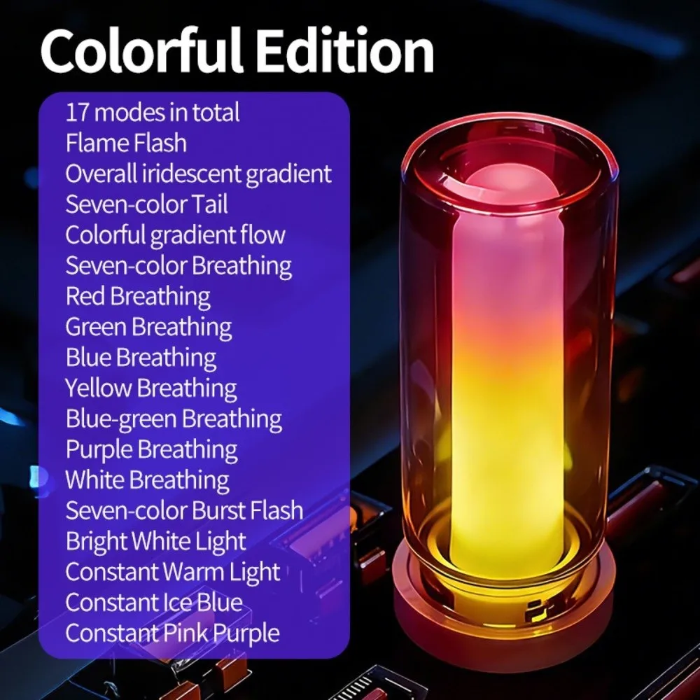 Multicolor Car Ambient Lamp RGB LED Touch Switch Car Interior Light Clear Glass Flickering Flame Light Decorative Accent Lamp