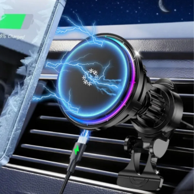 

Opansten 15 Вт магнитное беспроводное автомобильное зарядное устройство с ледяным охлаждением для iPhone 16-12 Pro Max MacSafe автомобильный держатель для телефона станция быстрой зарядки