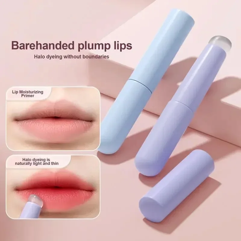 Pincel labial de silicone com tampa, 2 peças, cabeça redonda, corretivo angular, batom, pincel macio para sombra, pincéis de maquiagem multiuso