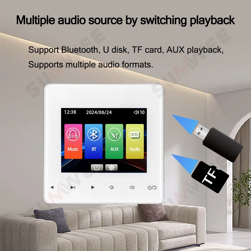 Heimkino Hintergrundmusik-Controller Audiosystem Wand-Leistungsverstärker Bluetooth TF AUX Sound Control Panel Deckenlautsprecher