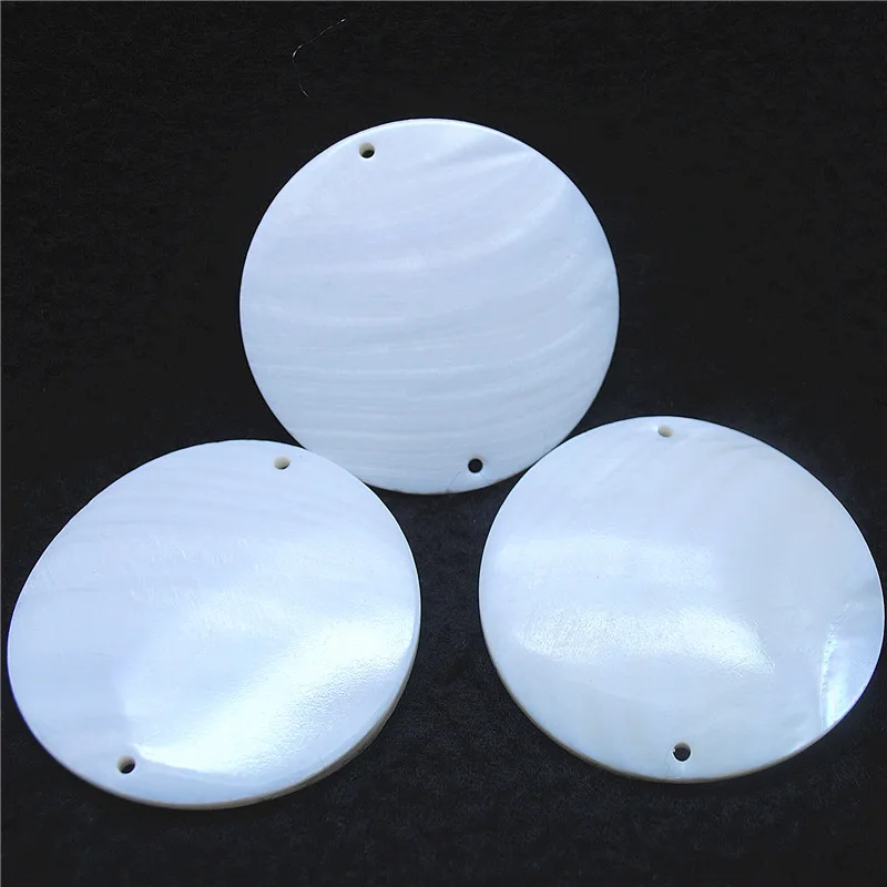 4PCS Natural Shell Pendants White Color Mother Of Pearl With Two Holes As Matching Necklace Making Findings 55MM Free Shippings