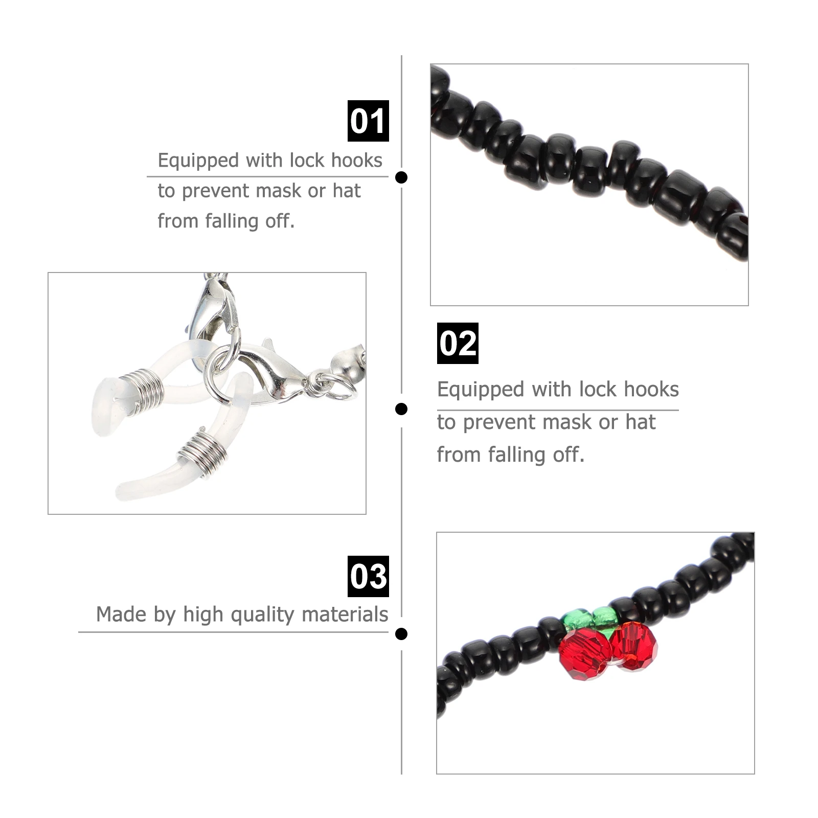 

Cherry Bead Glasses Chain Eyeglasses Mask Decorative Metal Women Stylish Strap Premium Material Fall Prevention Easy Install