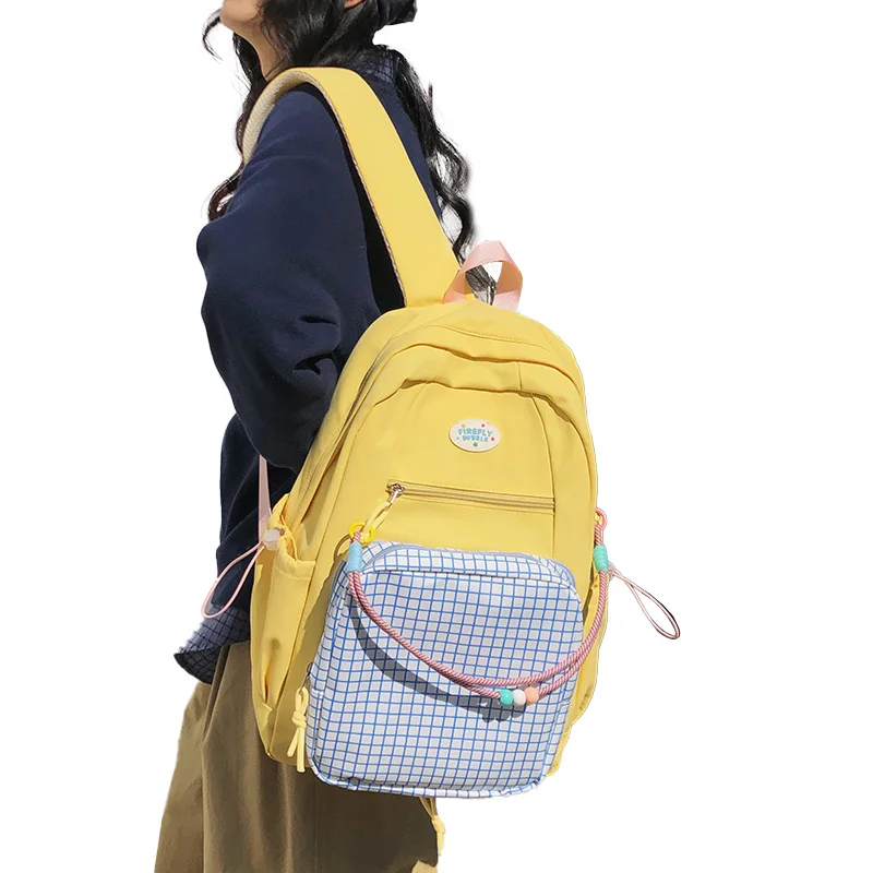 Mode geruite rugzakken met zachte stof voor schooltas voor jonge meisjes 2025, nieuwe trend, casual rugzak met grote capaciteit