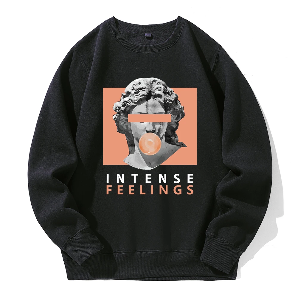 

Intense Feelings Creative Sculpture Print Hoody Man Fleece Warm Comfortable Streetwear Casual Basic Tops Fashion Vintage Hooded