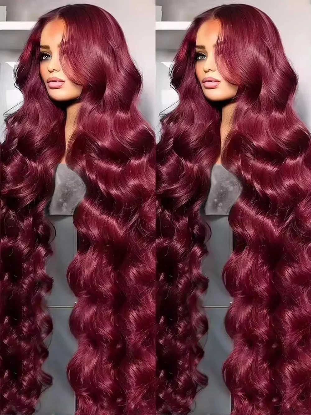 

Парик из натуральных волос 99J Burgundy 13x6 HD Lace Front, волнистый, с предварительно выщипанной линией роста волос, мягкий, густой, красного цвета, для женщин.