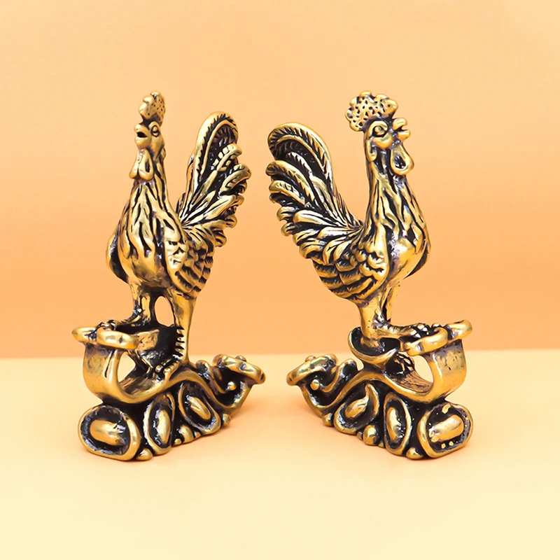 Geluk En Fortuin Haan Ornament Grote Pik Bronzen Beeldjes Massief Puur Messing Beeldjes Studie Desktop Decoraties Home Decor