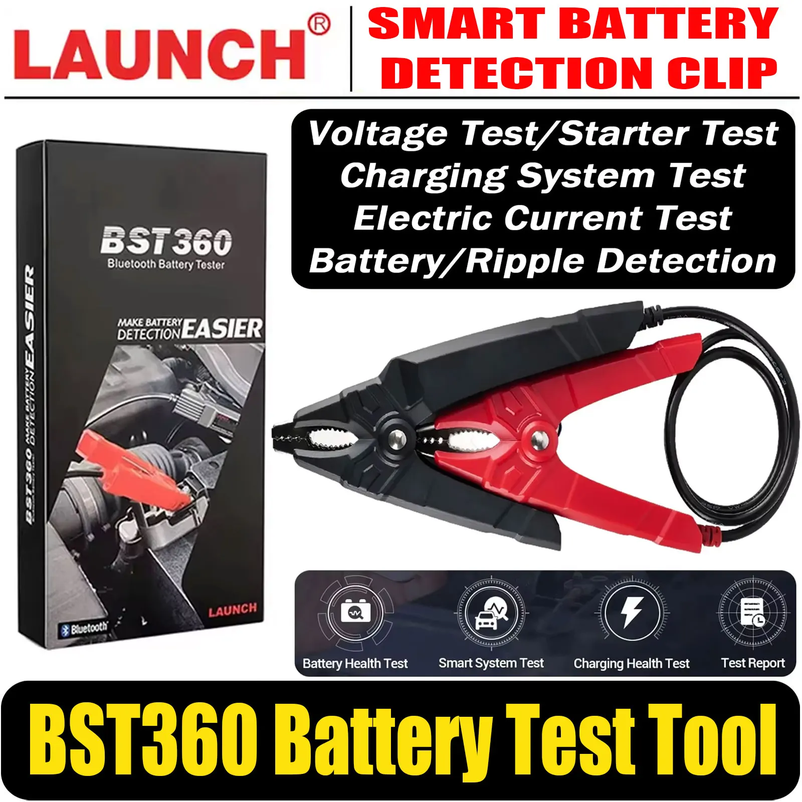 LAUNCH BST360 Automotive Cranking Charging Scanner Tools for CRP919E BT/PRO ELITE/PRO BST360 Voltage Tester Car Battery Tester