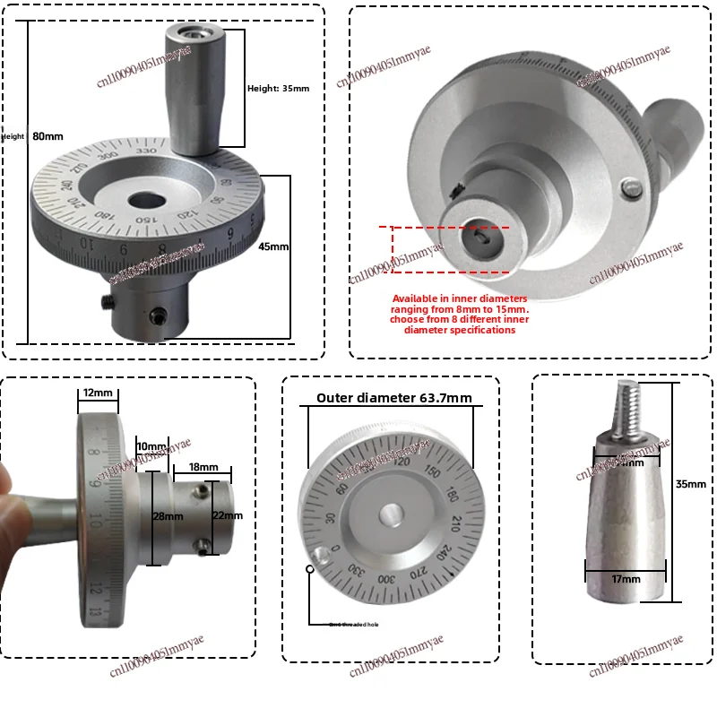 Lathe laser engraving with graduated handle handwheel slide table metal round hand wheel