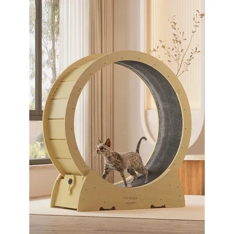 Keep Your Cat Active with Our Silent Cat Treadmill: Solid Wood Cat Running Wheel