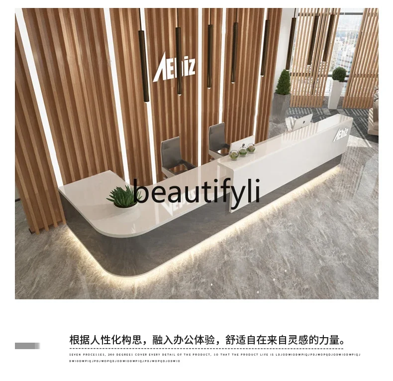 ZzqCompany رسمت مكتب الاستقبال مكتب الاستقبال بسيط الحديثة صالون تجميل فندق أمين الصندوق مكتب مخصص الزاوية منصة مشروبات