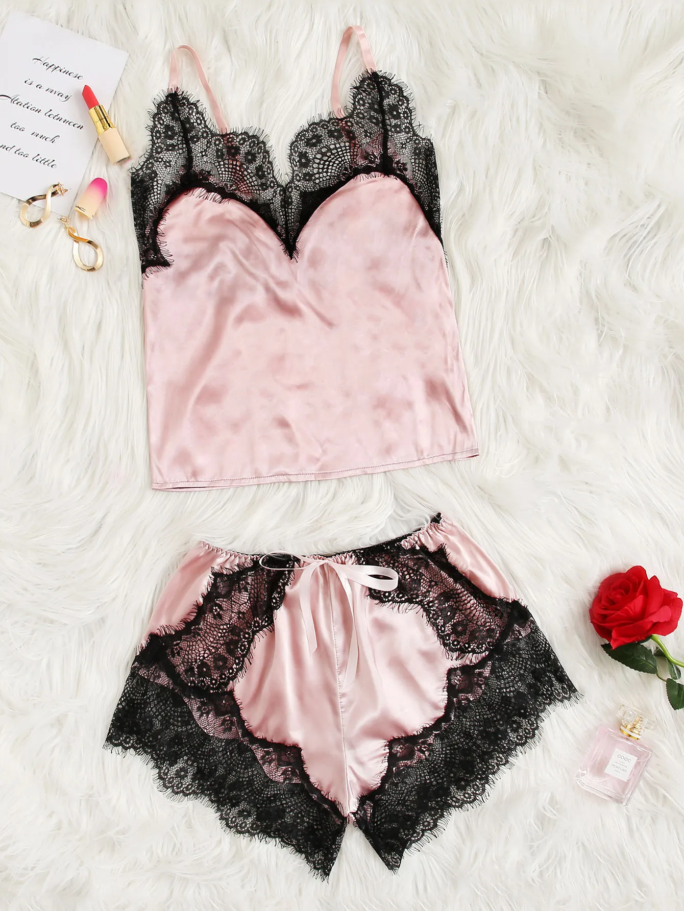 

New Sexy Underwear Women's Suit Sleeveless Pajamas Lace Imitation Silk Sexy Two-Piece Homewear