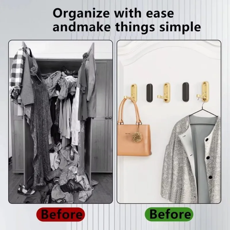 1-3pc Folding Wall Hook Concealed Towel Coat Hanger Bathroom Wardrobe Door Hooks Home Heavy Duty Flip Down Robe Hook Storage - view 3