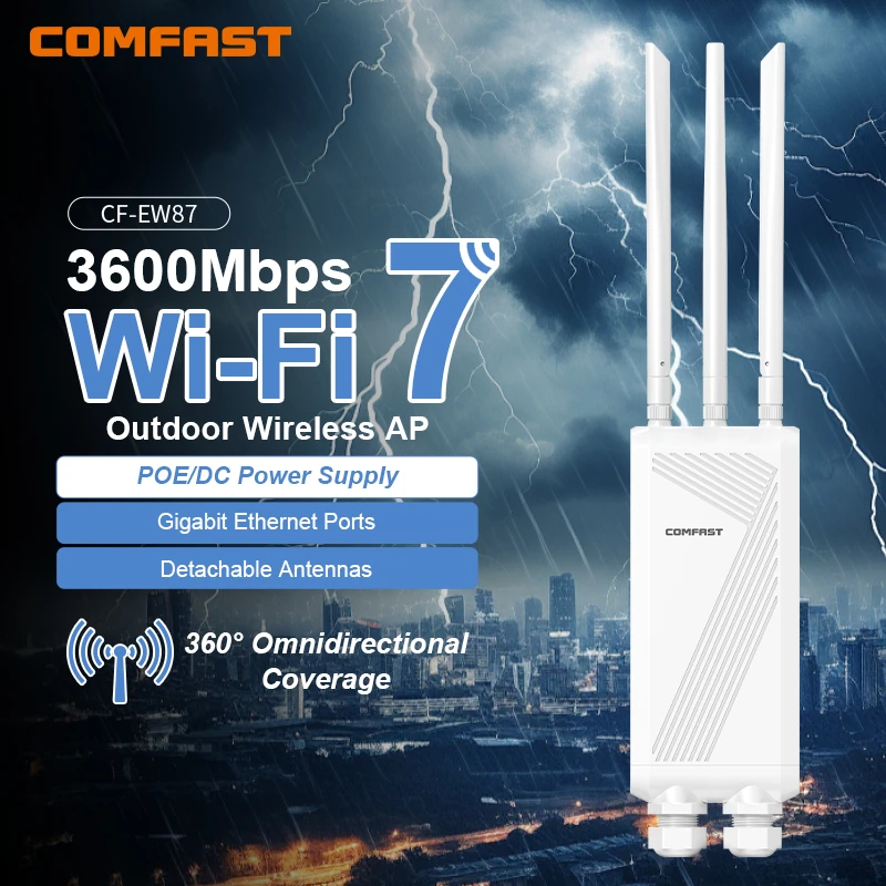 

COMFAST BE3600 WIFI7 Outdoor AP Router 2.4G/5.8G Dual Dand Long Range signal Extender Amplifie wireless WiFi Repeater waterproof