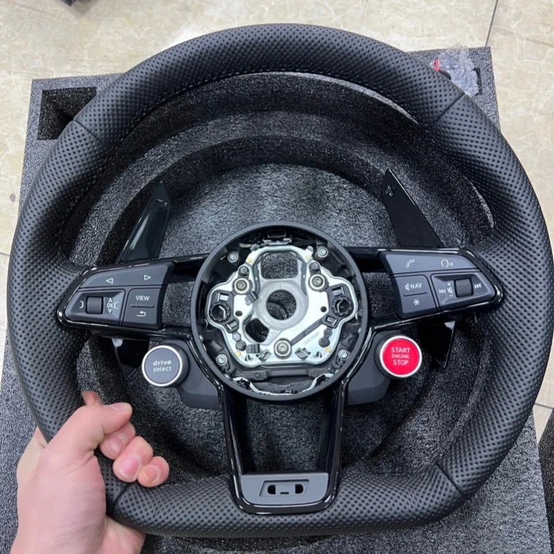 LED Carbon Fiber Perforated Leather Steering Wheel For Audi RS RS4 RS6 RS7 SQ5 Q3 Q5 Q7 Q8 R8 A3 A4 A5 A6 C7 A7 A8 B6 B8 B9 TT - view 6