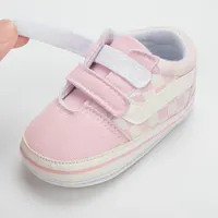 Meckior Baby Boy Girl Shoes Canvas Sneakers Non-slip Rubber Sole Plaid Streaks First Walkers Infant Baby Unisex Casual Shoes 6